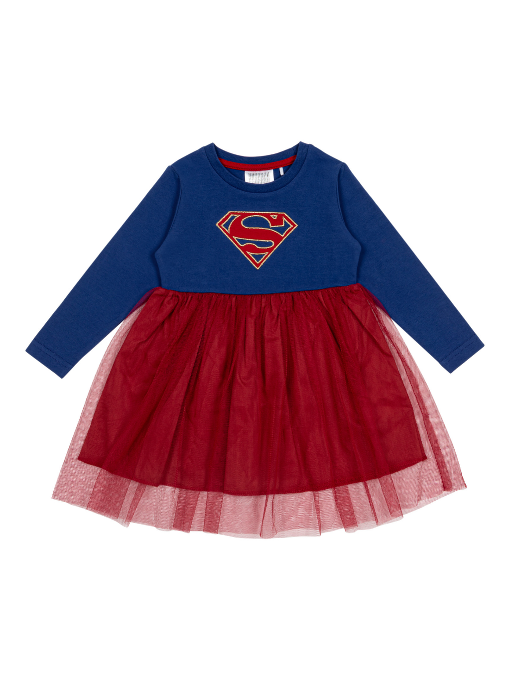 Supergirl™ Unstoppable dress with a navy bodice and red tulle skirt