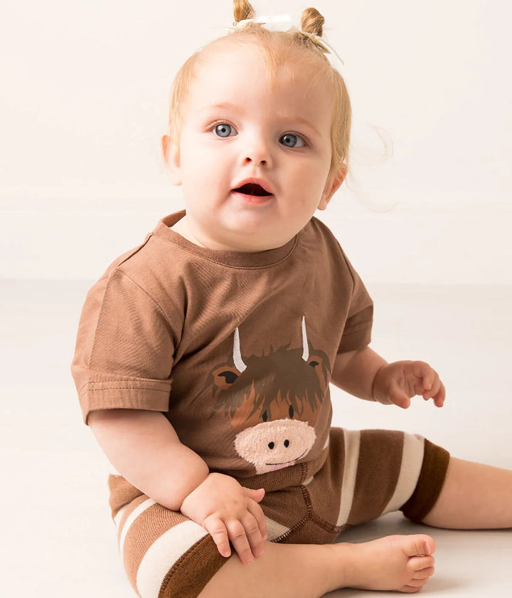 Neutral Highland Cow Tee