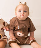 Neutral Highland Cow Tee