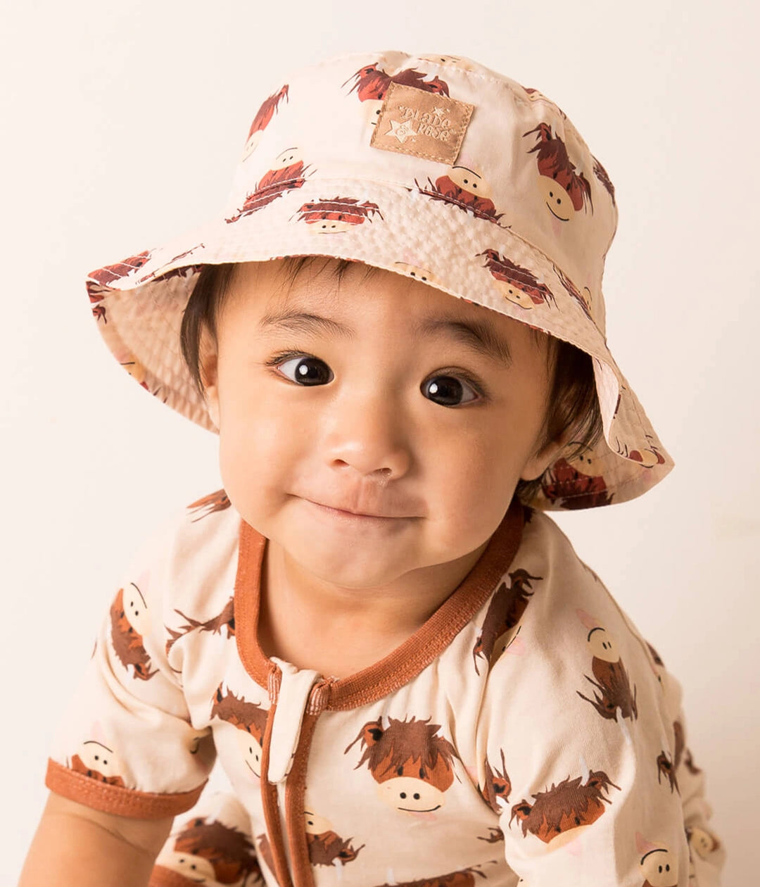 Neutral Highland Cow Summer Hat