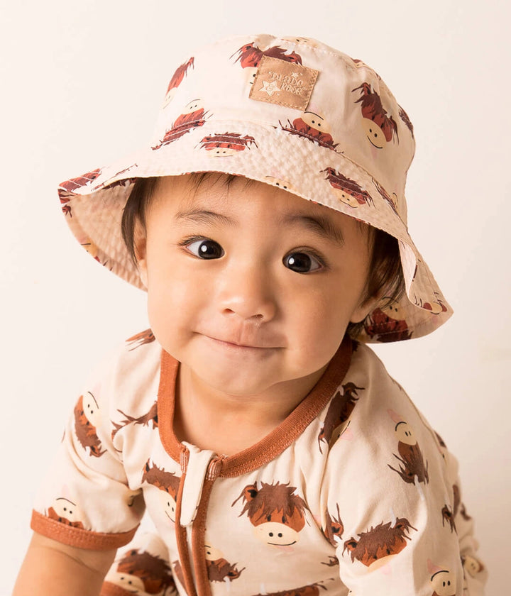 Neutral Highland Cow Summer Hat