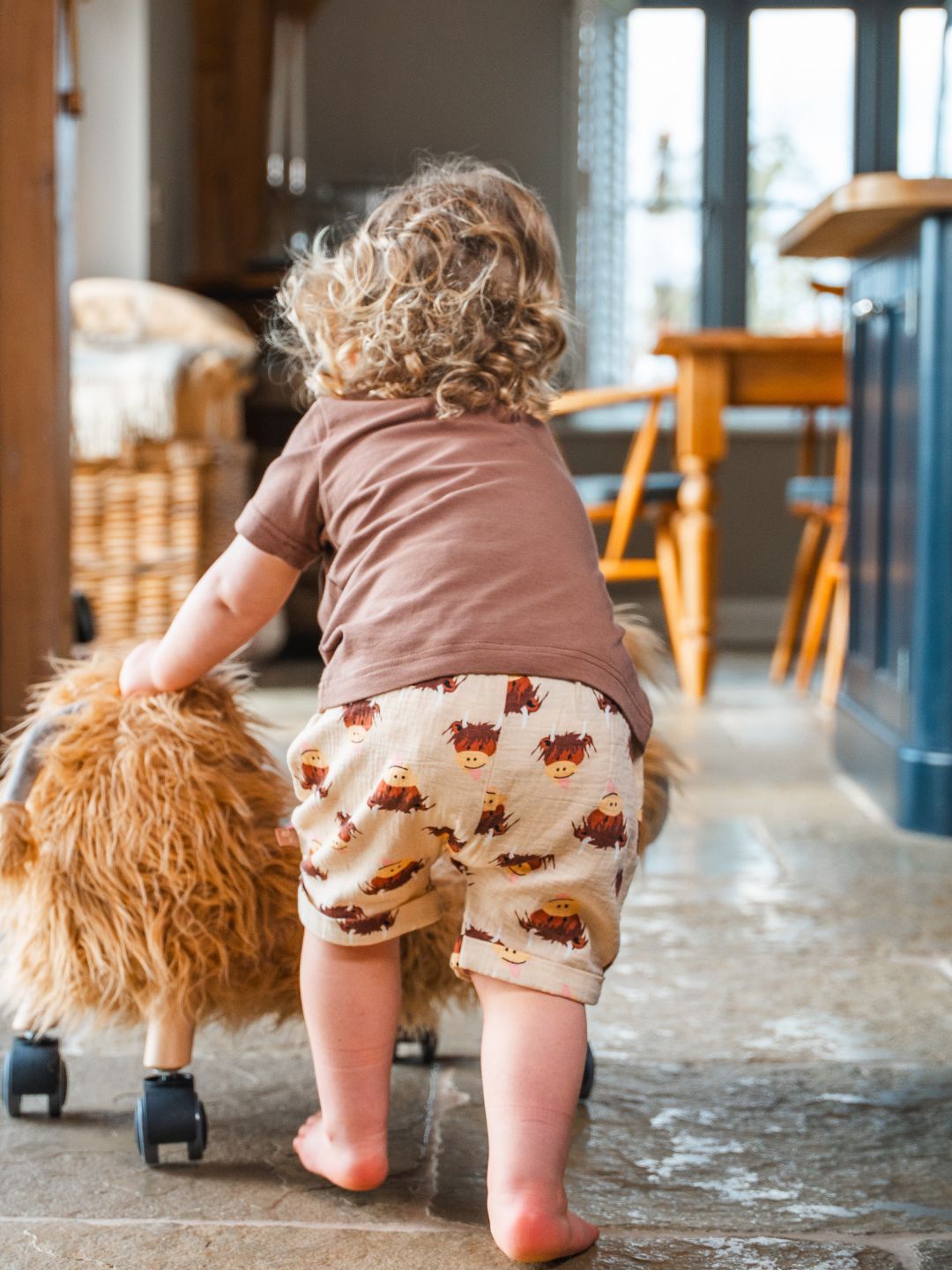 Neutral Highland Cow Muslin Shorts