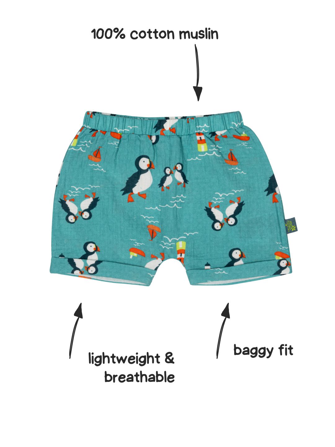 Kenzie the Puffin Muslin Shorts