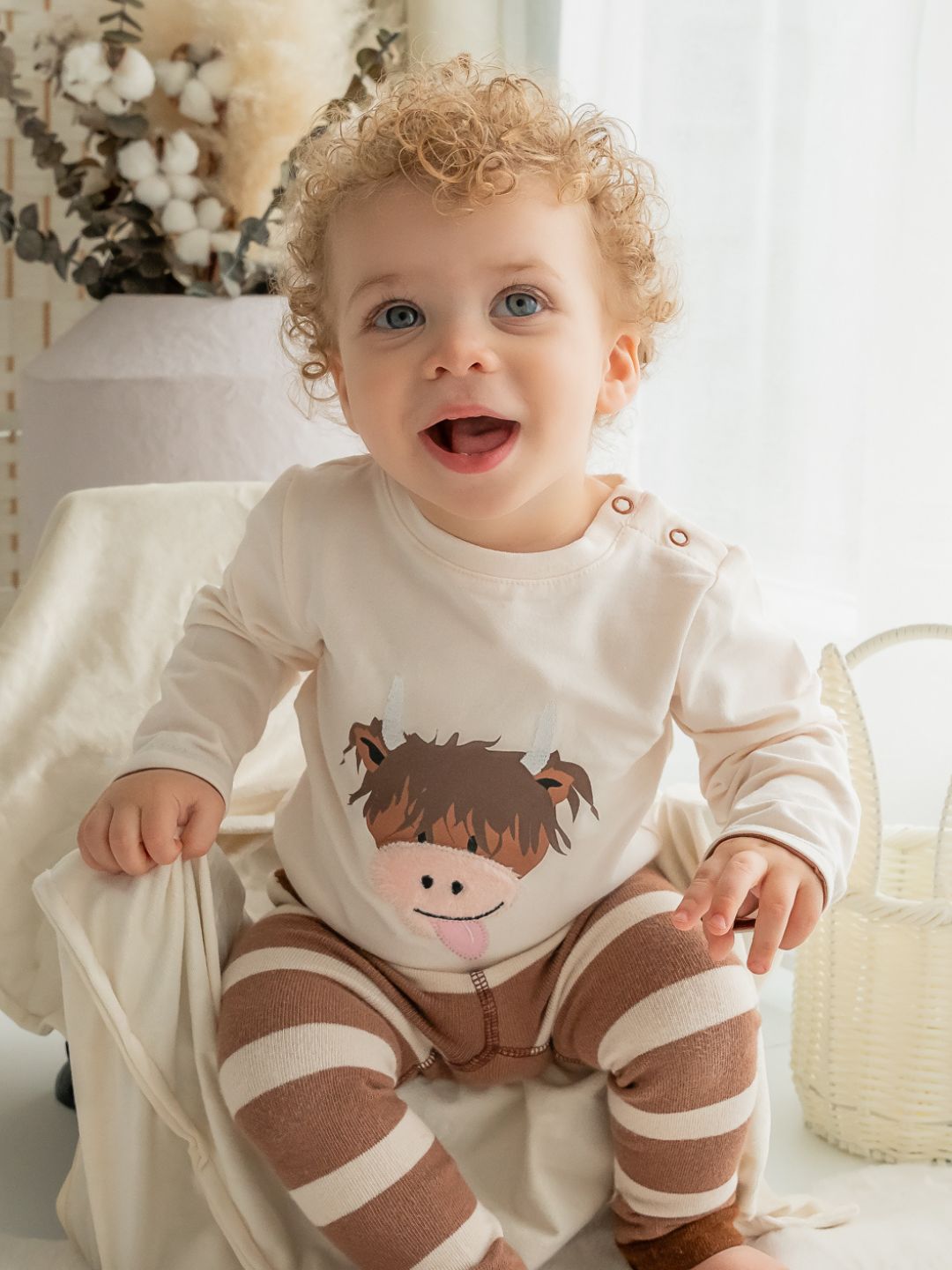 Neutral Highland Cow Top